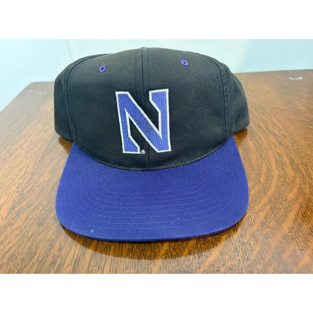 Vintage‎ Northwestern Wildcats Hat Cap Snap Back One Size Black NCAA Headmaster